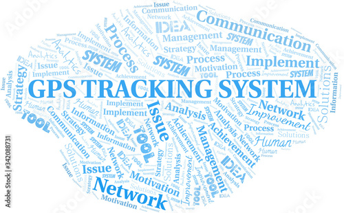 Gps Tracking System typography vector word cloud.