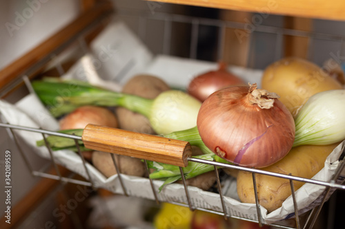 kitchen serving trolley with fruits