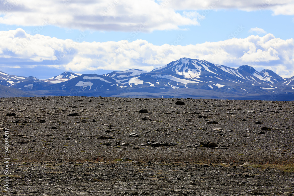 Kjolur / Iceland - August 25, 2017: Scenery along the Kjolur Highland Road, Iceland, Europe Kjolur / Iceland - August 25, 2017: Scenery along the Kjolur Highland Road, Iceland, Europe