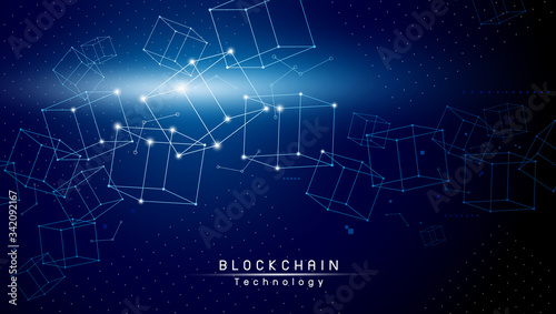 Blockchain technology design on blue background vector illustration