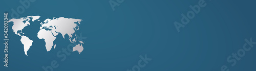 silver world map on blue gradient background