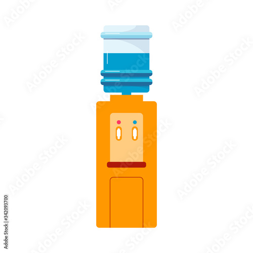 Water cooler or dispenser with plastic bottle flat vector illustration isolated.