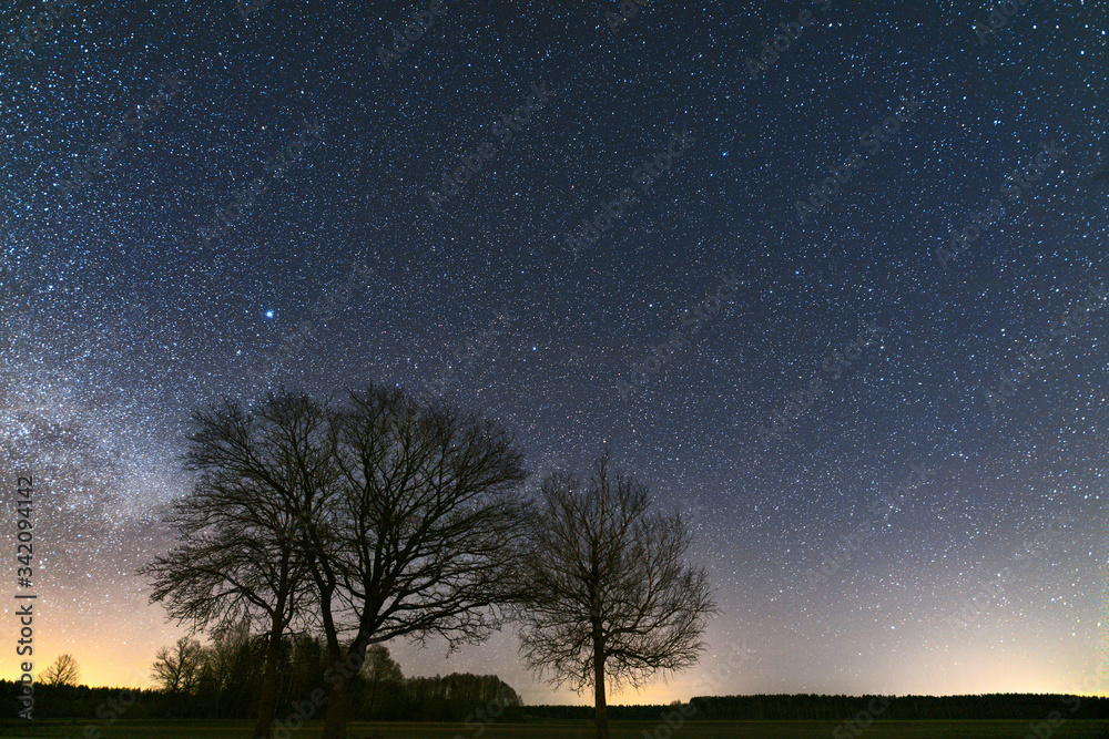 Clear calm night. Milky Way across the sky. Clear calm night. Milky Way across the sky.