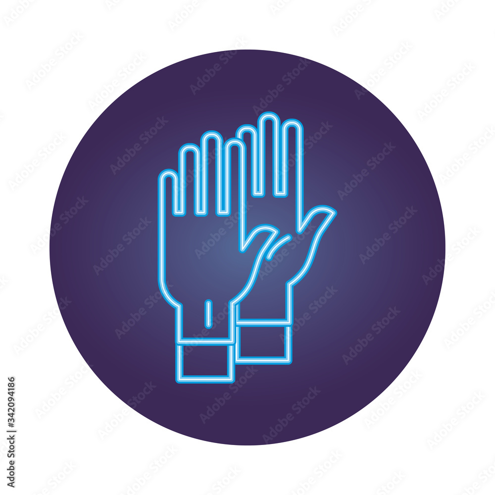 Obraz premium hand with surgical gloves neon style