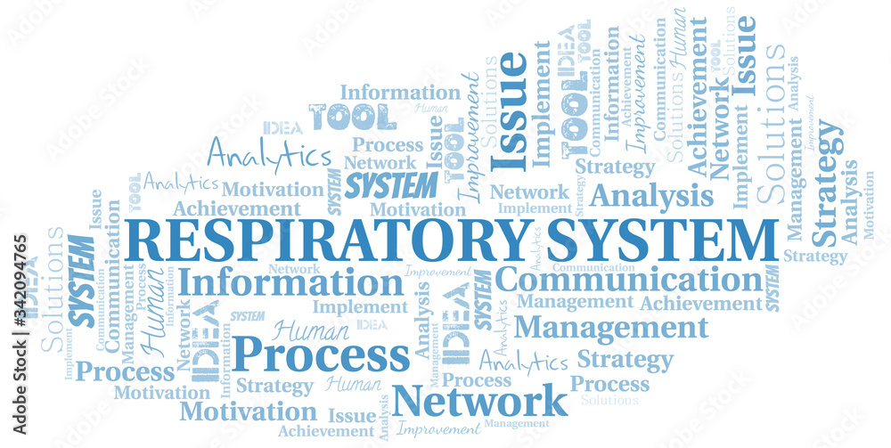 Respiratory System typography vector word cloud. Respiratory System typography vector word cloud.