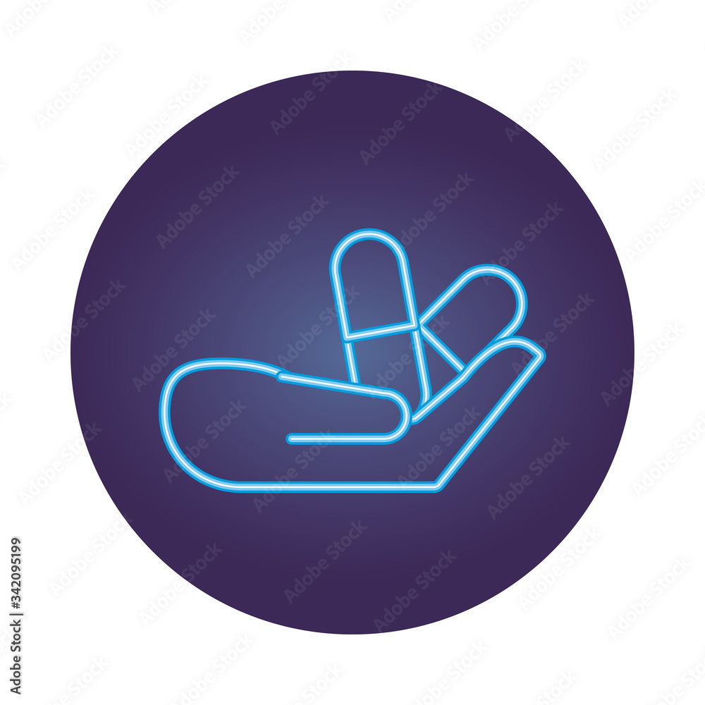 medicine capsules drugs and bottle neon style icon medicine capsules drugs and bottle neon style icon