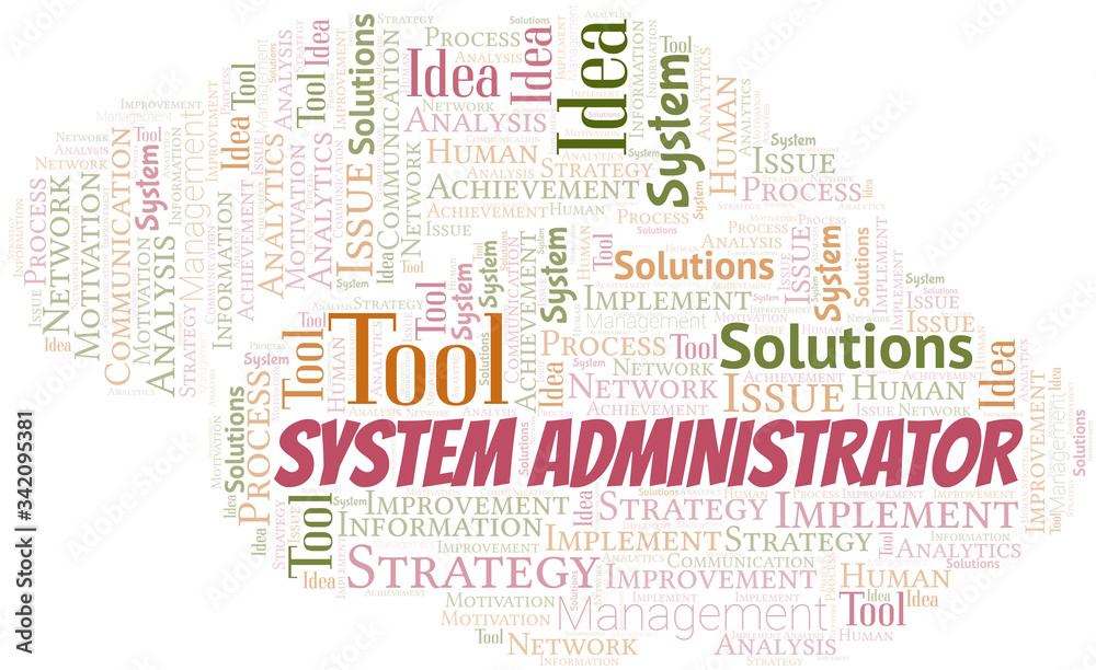 Fototapeta premium System Administrator typography vector word cloud.