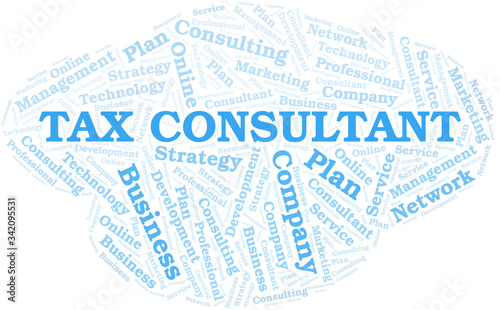 Tax Consultant typography vector word cloud.