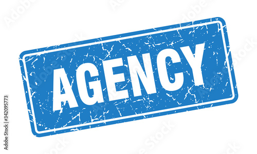agency stamp. agency vintage blue label. Sign