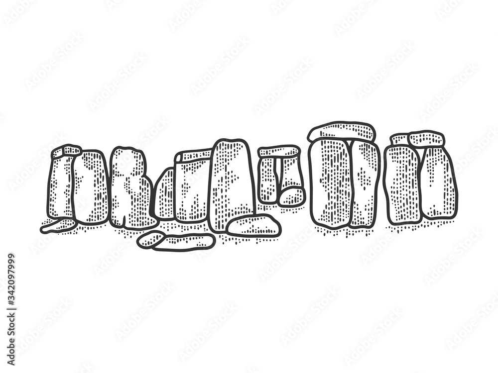 Stonehenge monument sketch engraving vector illustration. T-shirt ...