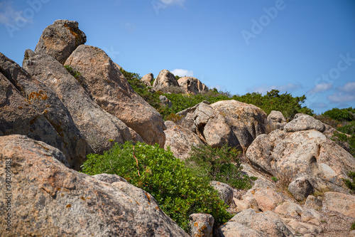 The spectacular pink granite rock formations of the island of Maddalena in Sardinia  Italy.