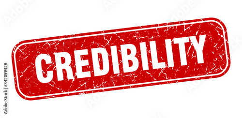credibility stamp. credibility square grungy red sign
