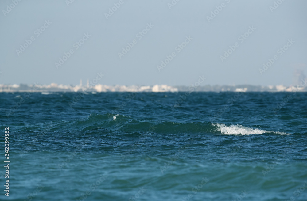 Rough ocean waves at Busaiteen coast, Bahrain Rough ocean waves at Busaiteen coast, Bahrain