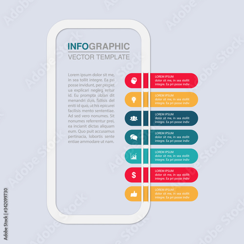 Vector iInfographic template for business, presentations, web design, 7 options.