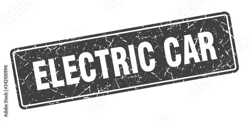 electric car stamp. electric car vintage black label. Sign