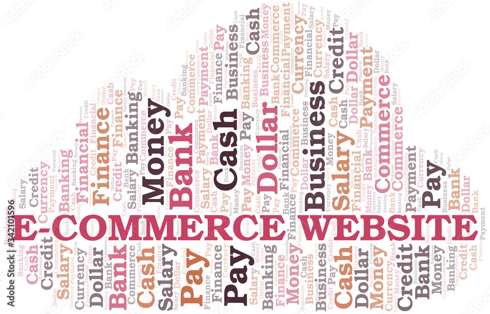 E-Commerce Website typography vector word cloud. E-Commerce Website typography vector word cloud.