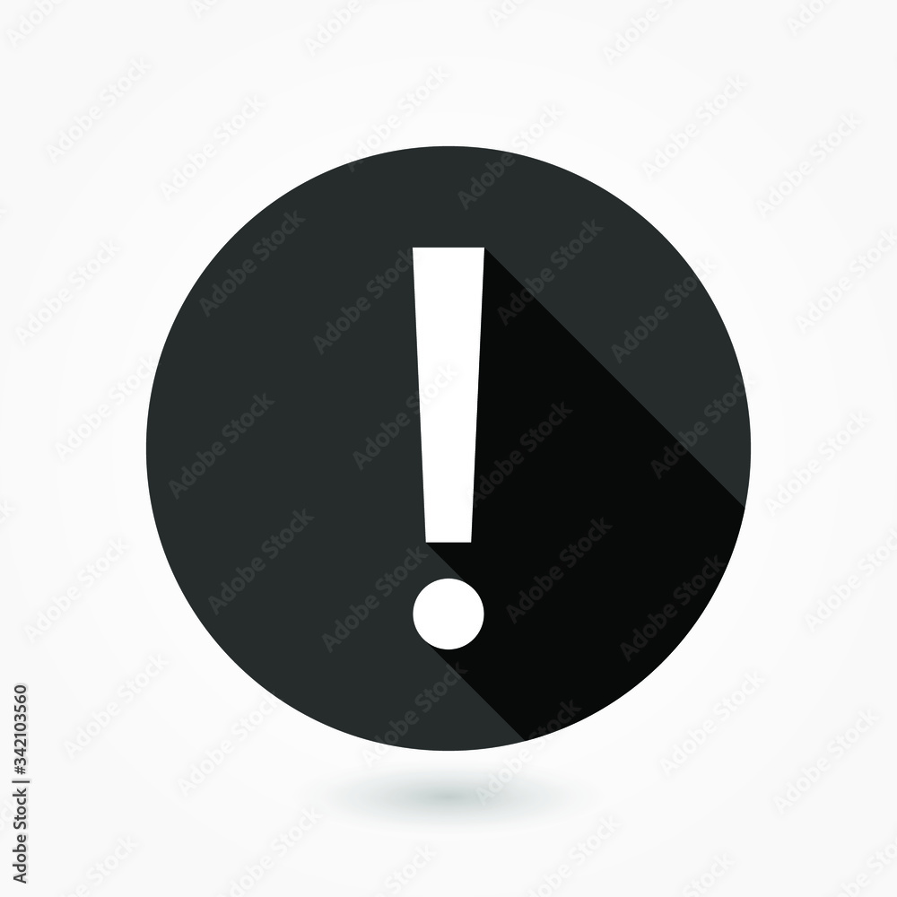 Attention caution sign icon. Exclamation mark. Hazard warning symbol. Flat design button. Warning stamp. Error. Alert icon. Danger. Prompt. Problem sign. Beware information. Important icon.