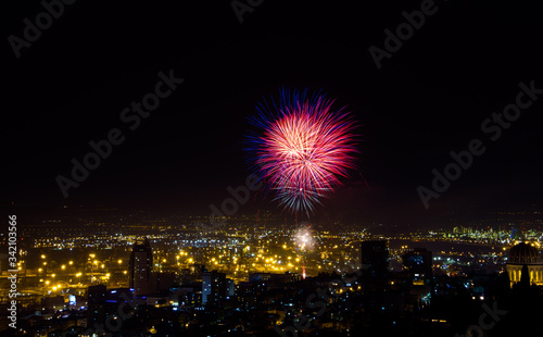 beautiful fireworks for Independence Day of Israel in the city of Haifa