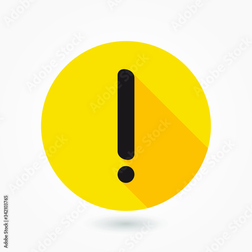 Attention caution sign icon. Exclamation mark. Hazard warning symbol. Flat design button. Warning stamp. Error. Alert icon. Danger. Prompt. Problem sign. Beware information. Important icon.