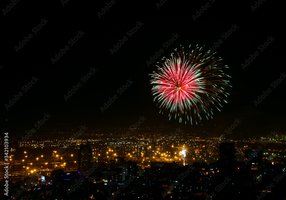 beautiful fireworks for Independence Day of Israel in the city of Haifa beautiful fireworks for Independence Day of Israel in the city of Haifa