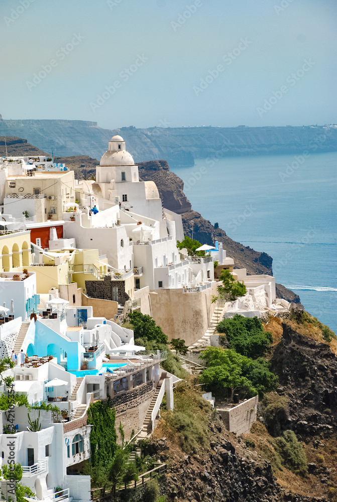 view of oia village on santorini island