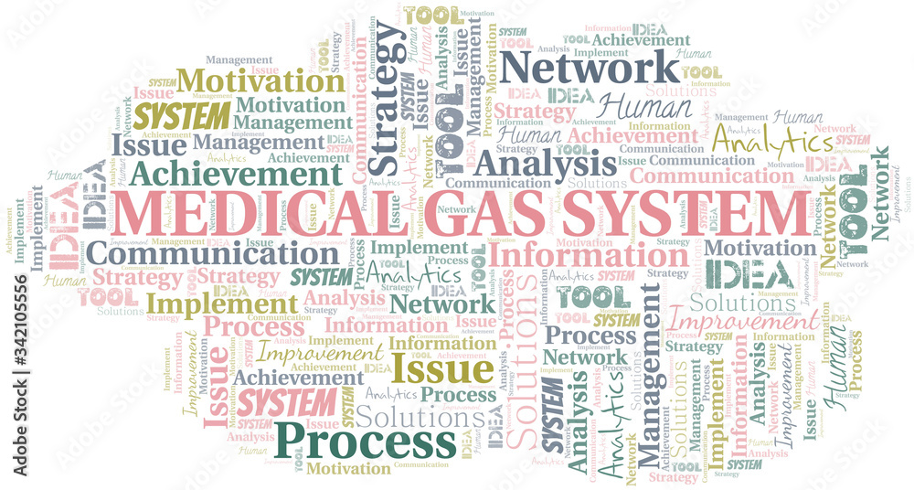 Medical Gas System typography vector word cloud.