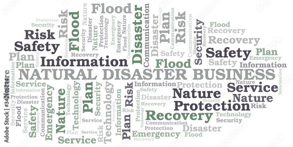 Natural Disaster Business typography vector word cloud.
