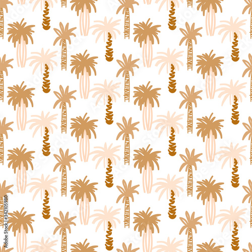 Palm trees retro seamless vector pattern. Tropic rose beige background wall art design.