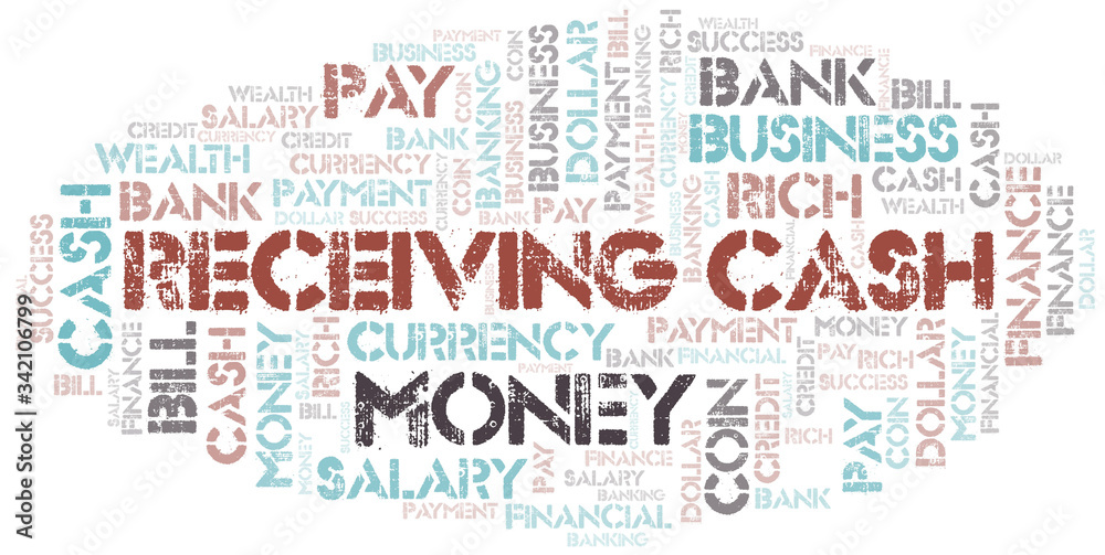 Obraz premium Receiving Cash typography vector word cloud.