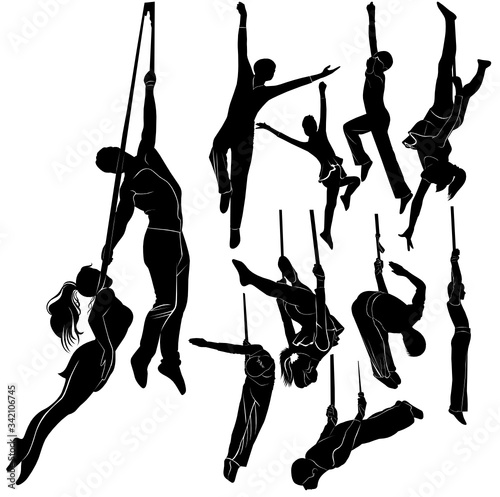 silhouettes vector set aerialists isolated on white background