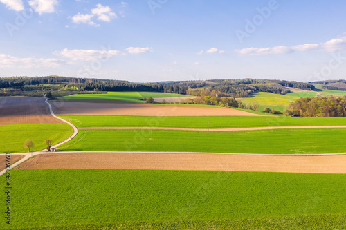 an agricultural landscape in the spring