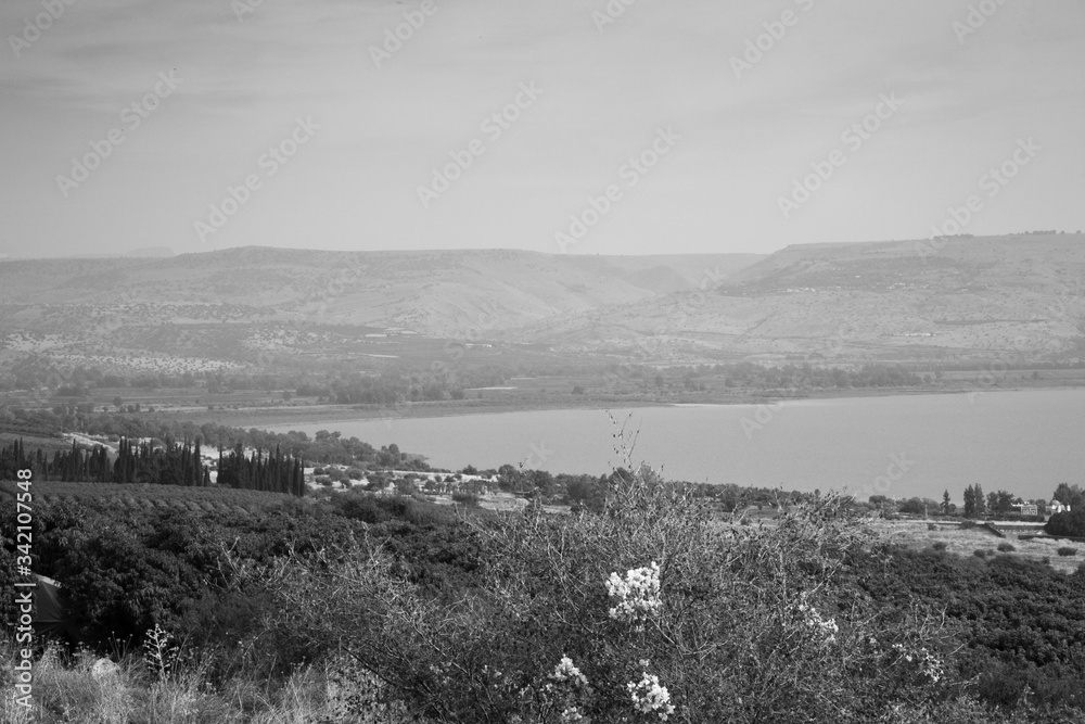 Sea of Galilee in Black and White