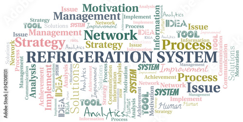 Refrigeration System typography vector word cloud.