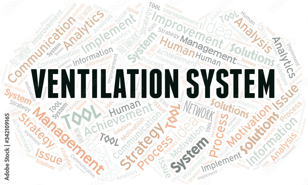Ventilation System typography vector word cloud.