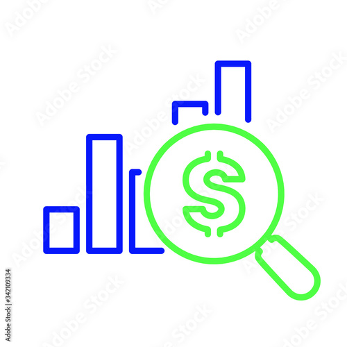 Financial forecast icon in flat style. Business analysis illustration on white isolated background. Analytics financial forecast sign concept