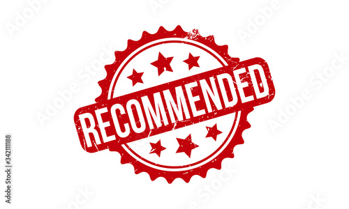 Recommended Rubber Stamp. Red Recommended Rubber Grunge Stamp Seal Vector Illustration - Vector