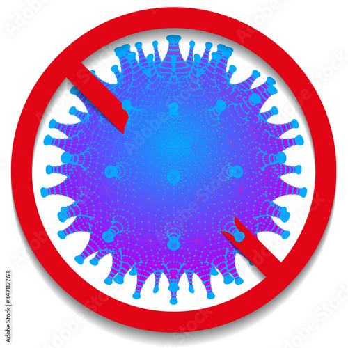 Concept coronavirus COVID-19 with red stop sign of corona virus wuhan from china. Pandemic and SARS-CoV-2 virus outbreaks.
