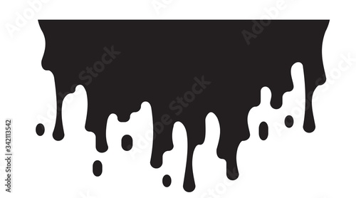 liquid chocolate cream. Dripping paint shape. Current liquid stains, inks, water. Paint flows.Vector illustration. Color isolated background.