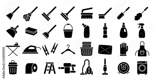 Cleaning and Housekeeping Icon (Flat Silhouette Version)
