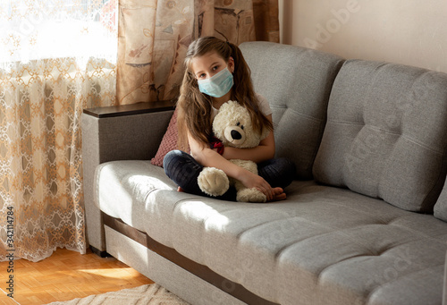  masked girl with teddy bear © Арина Голубцова