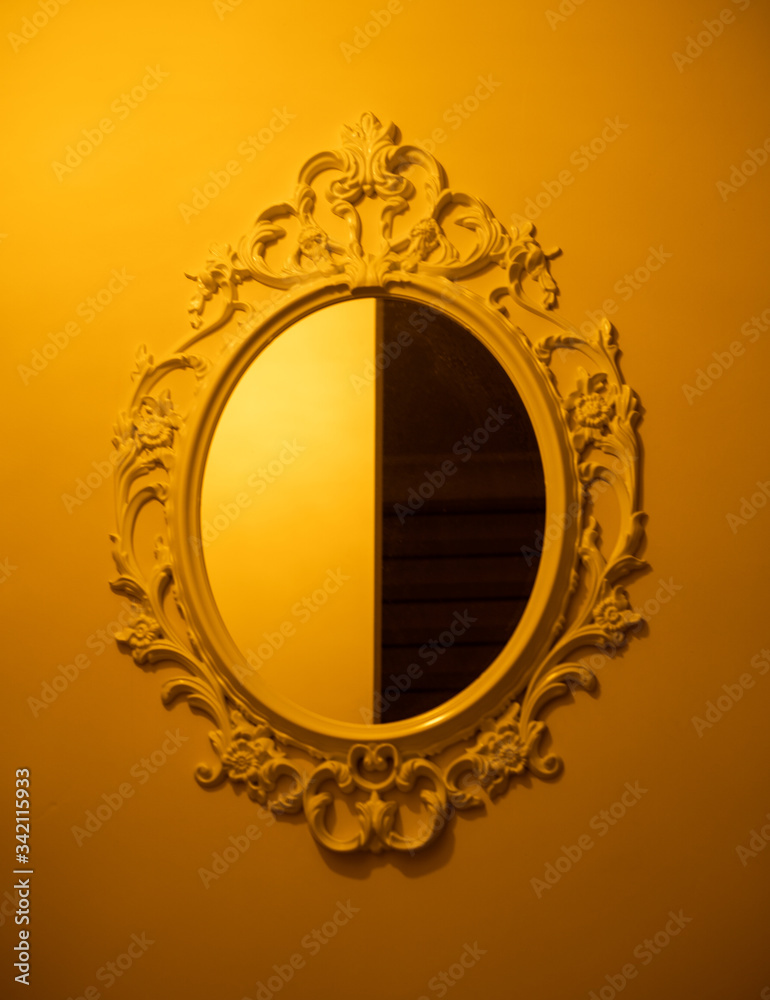 Mirror with duality look half black half white different sides side Stock  Photo | Adobe Stock