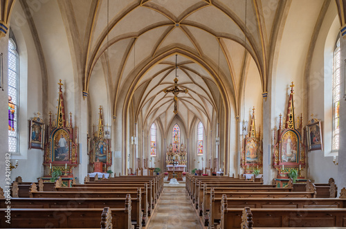 Kirche, Pfarrkirche, St. Stephan, Massing, Landkreis Rottal-Inn, Niederbayern, Bayern, Deutschland, Innenansicht