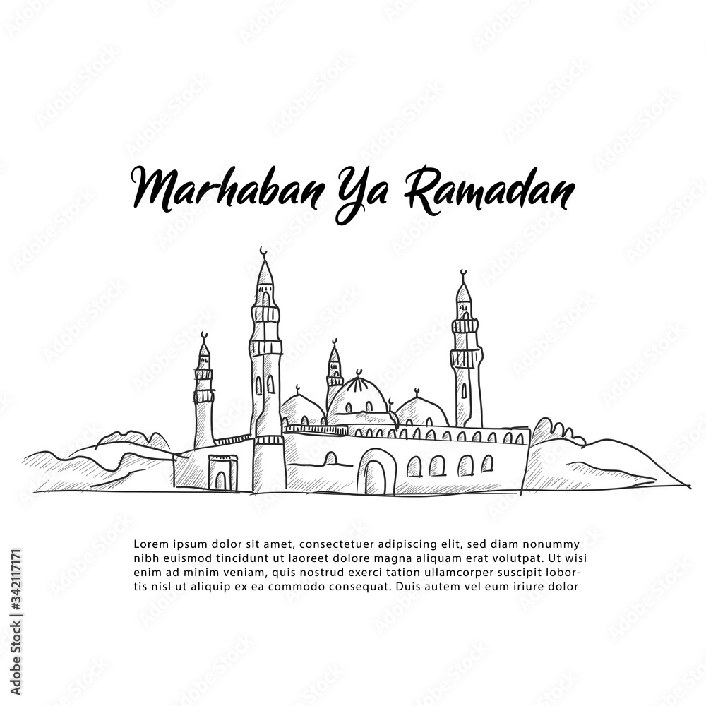 Illustration Ramadan Kareem for background and icon
