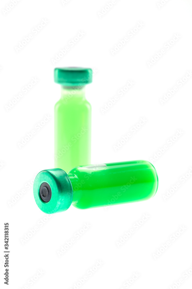Colofull vaccine and medicine on white background Colofull vaccine and medicine on white background