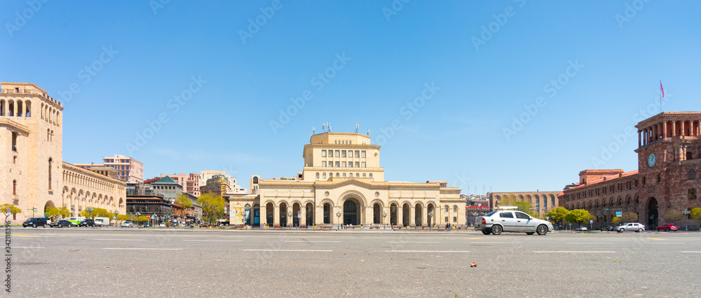 Fototapeta premium Armenia, Yerevan city during Coronavirus, empty streets