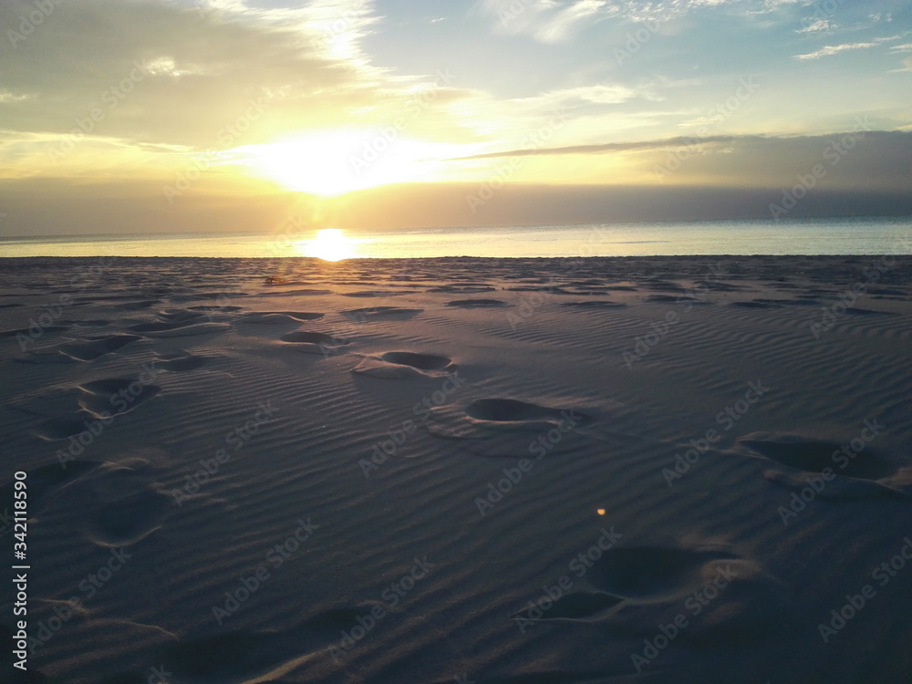 Poland Baltic Sea. View of the sandy Baltic beach. An empty beach Sunset. Poland Baltic Sea. View of the sandy Baltic beach. An empty beach Sunset.