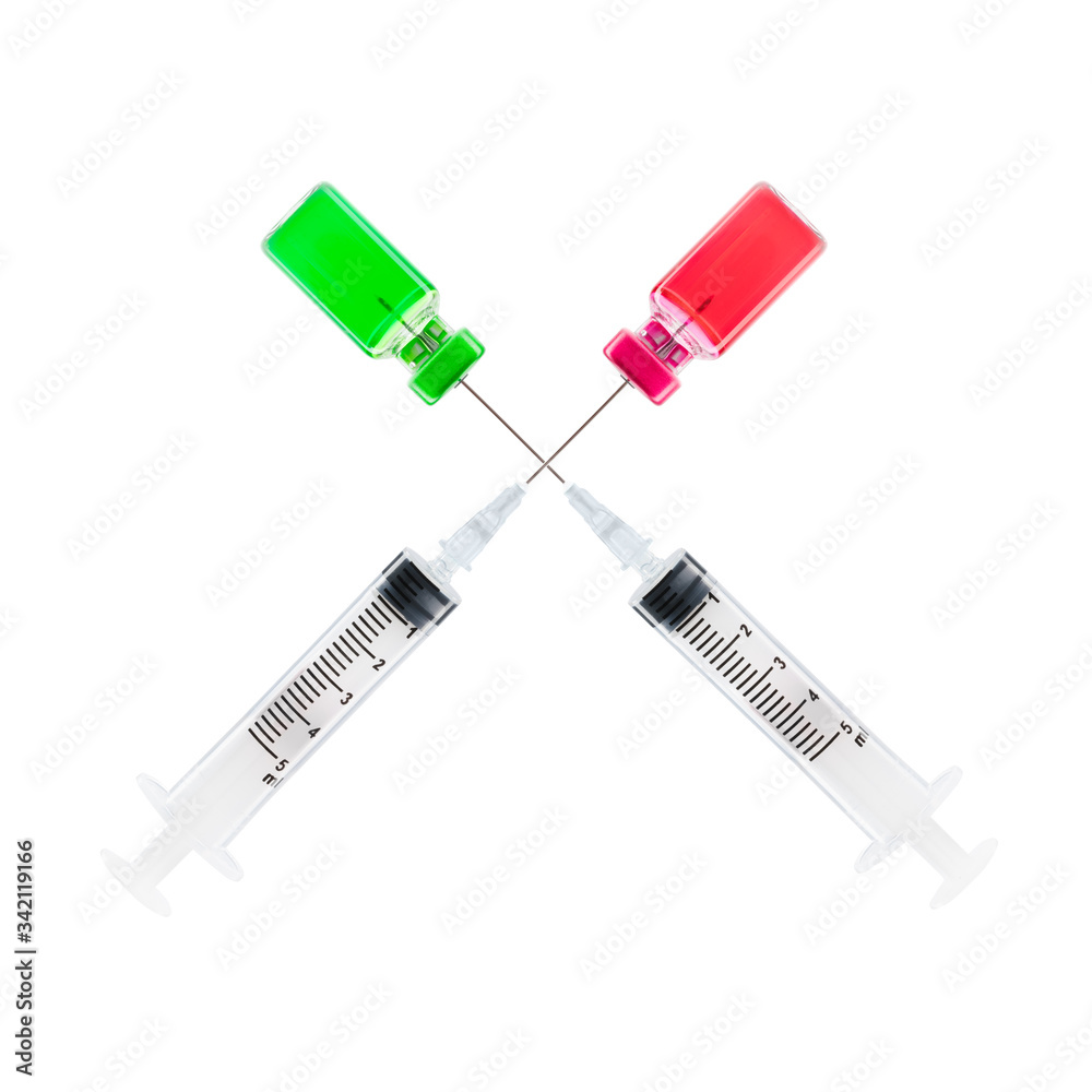 Syringe vaccine and medicine on white background Syringe vaccine and medicine on white background