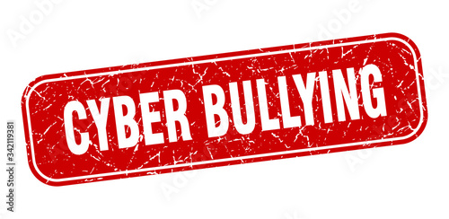 cyber bullying stamp. cyber bullying square grungy red sign