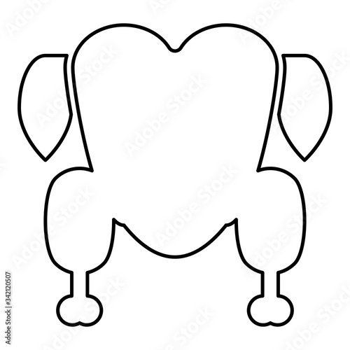 Chicken carcass raw Broiler meat Turkey food Hen farm product icon outline black color vector illustration flat style image