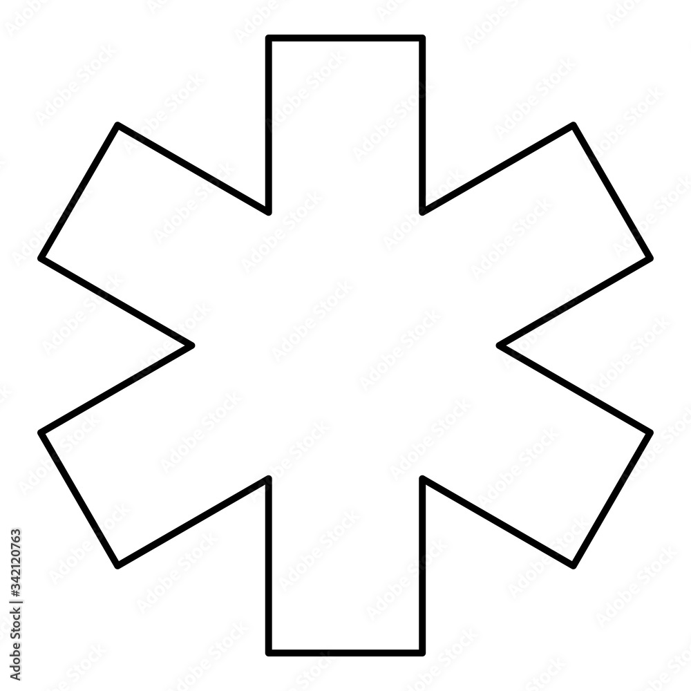 Medical symbol Emergency sign Star of life Service concept icon outline black color vector illustration flat style image Medical symbol Emergency sign Star of life Service concept icon outline black color vector illustration flat style image